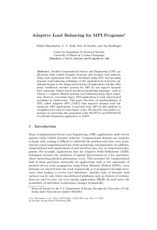 (PDF) Adaptive Load Balancing for MPI Programs