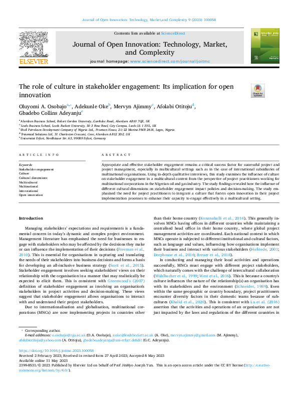 (PDF) The role of culture in stakeholder engagement: Its implication ...