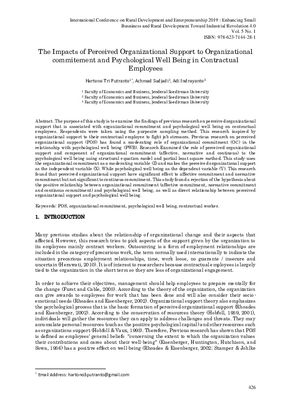 (PDF) The Impacts of Perceived Organizational Support to Organizational ...