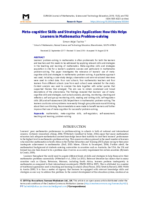 (PDF) Meta-cognitive Skills and Strategies Application: How this Helps ...