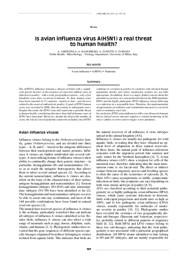 (PDF) Is avian influenza virus A(H5N1) a real threat to human health?