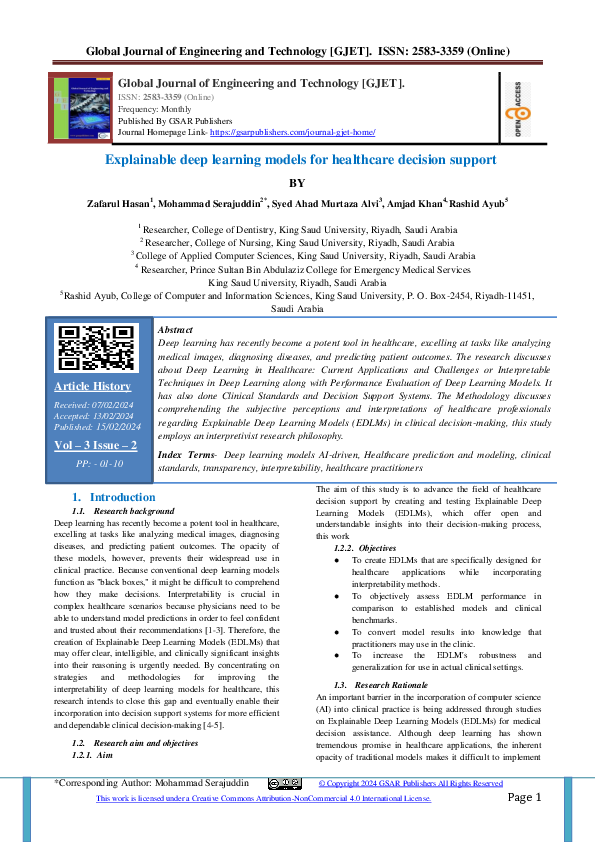 (PDF) Explainable deep learning models for healthcare decision support