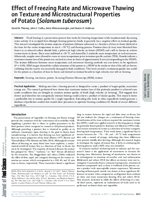Curated visual reference: Pdf Effect Of Freezing Rate And Microwave Thawing On Texture Photo Inspiration
