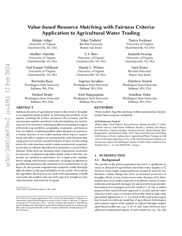 (PDF) Value-based Resource Matching with Fairness Criteria: Application ...