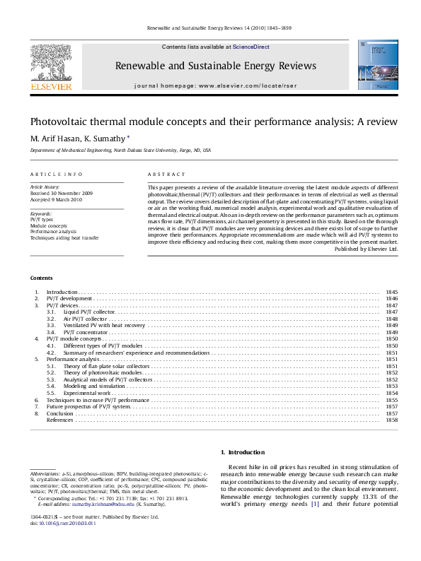 (PDF) Photovoltaic thermal module concepts and their performance ...