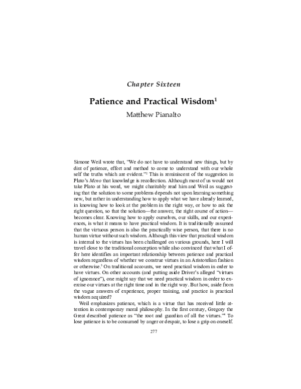 (PDF) Patience and Practical Wisdom
