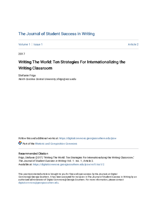 (PDF) Writing The World: Ten Strategies For Internationalizing the ...