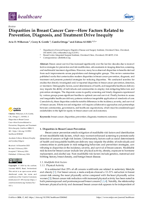 (PDF) Disparities in Breast Cancer Care—How Factors Related to ...