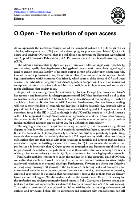 (PDF) Q Open – The evolution of open access