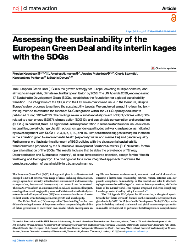 (PDF) Assessing the sustainability of the European Green Deal and its ...