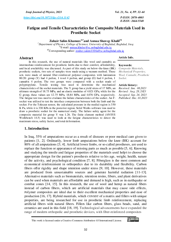 (PDF) Fatigue and Tensile Characteristics for Composite Materials Used
