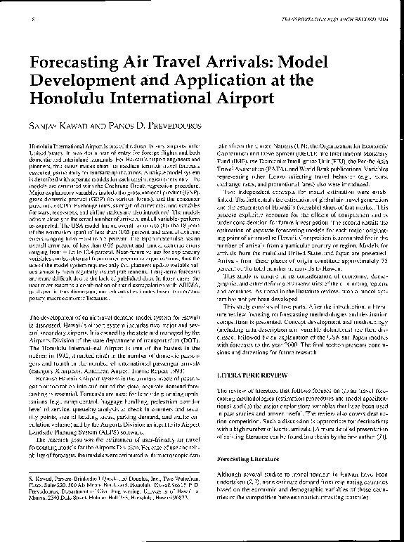 (PDF) Forecasting Air Travel Arrivals: Model Development and ...