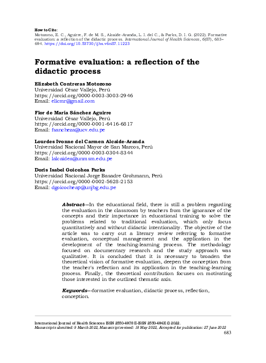(PDF) Formative evaluation: a reflection of the didactic process