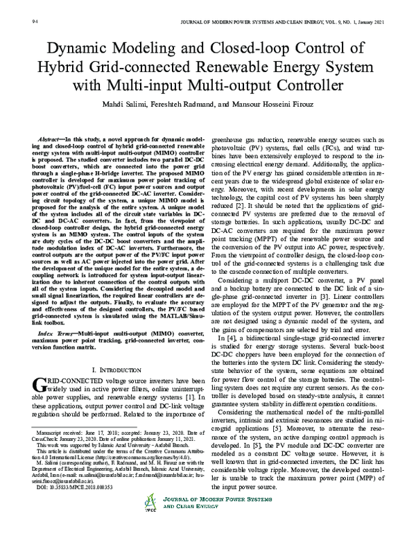 (PDF) Dynamic Modeling and Closed-loop Control of Hybrid Grid-connected ...