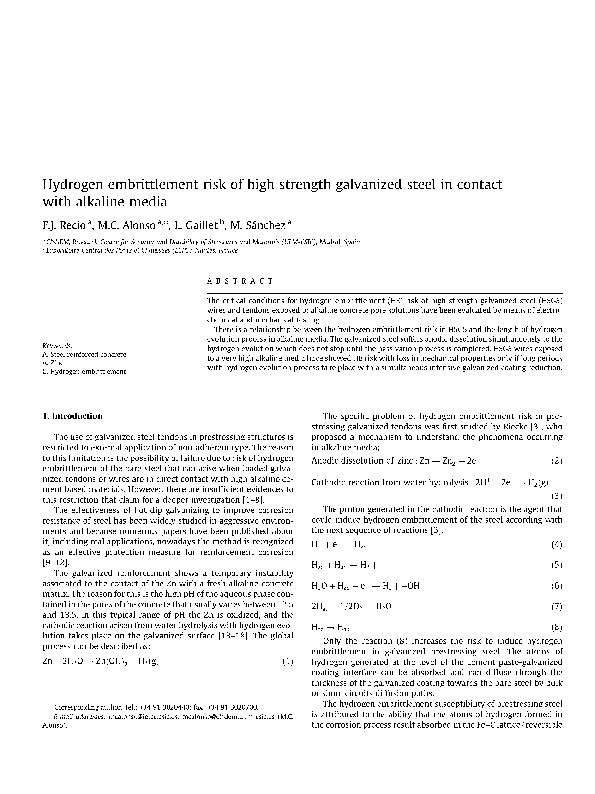 (PDF) Hydrogen embrittlement risk of high strength galvanized steel in ...
