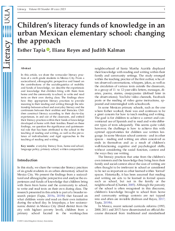 (PDF) Children's literacy funds of knowledge in an urban Mexican ...