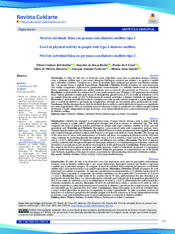 (PDF) Level of physical activity in people with type-2 diabetes ...