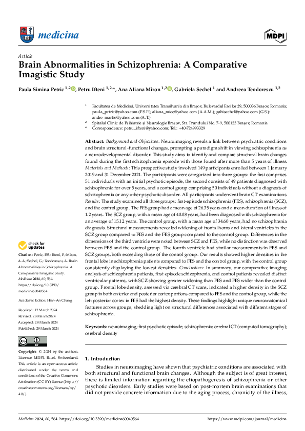 (PDF) Brain Abnormalities in Schizophrenia: A Comparative Imagistic Study