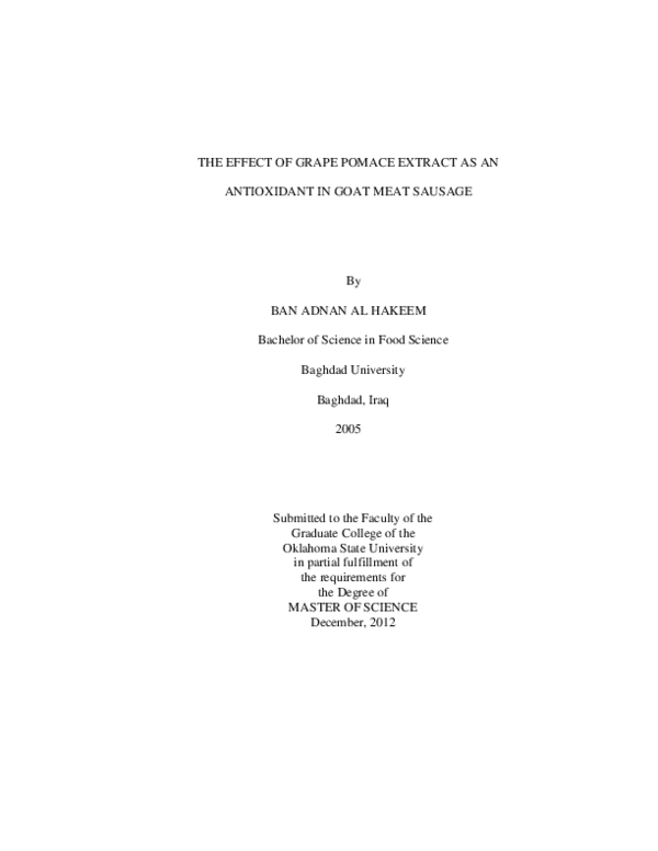 (PDF) The effect of grape pomace extract as an antioxidant in goat meat ...