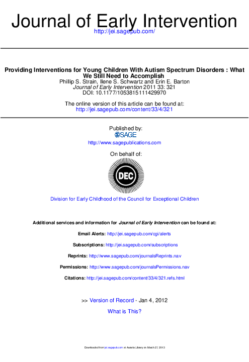 (PDF) Providing Interventions for Young Children With Autism Spectrum ...