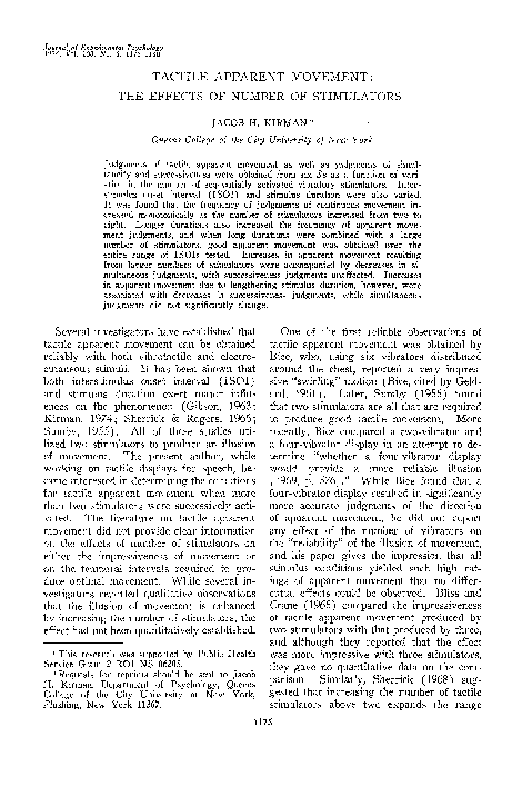 (PDF) Tactile apparent movement: The effects of number of stimulators