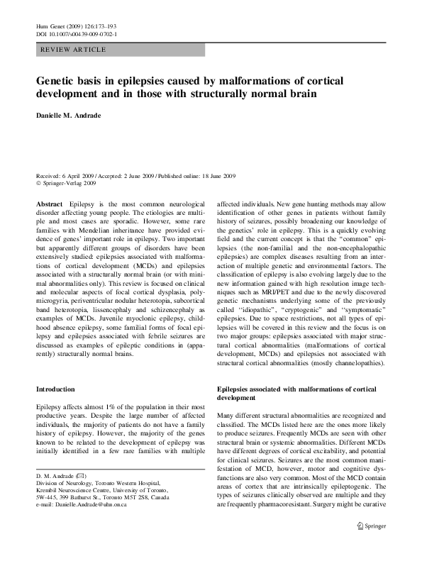 (PDF) Genetic basis in epilepsies caused by malformations of cortical ...