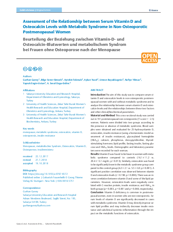 (PDF) Assessment of the Relationship between Serum Vitamin D and ...