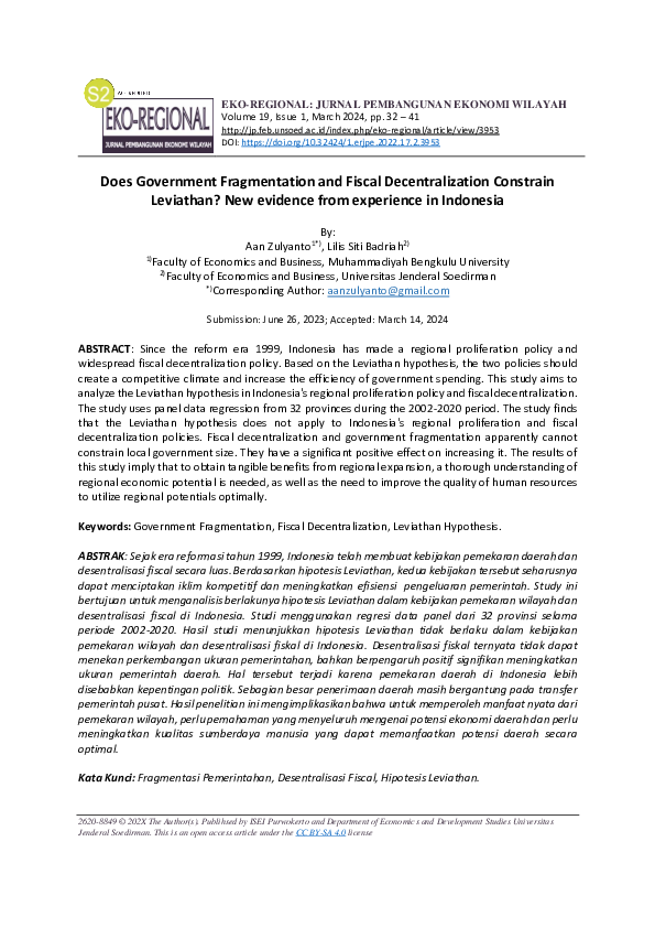 (PDF) Does Government Fragmentation and Fiscal Decentralization ...
