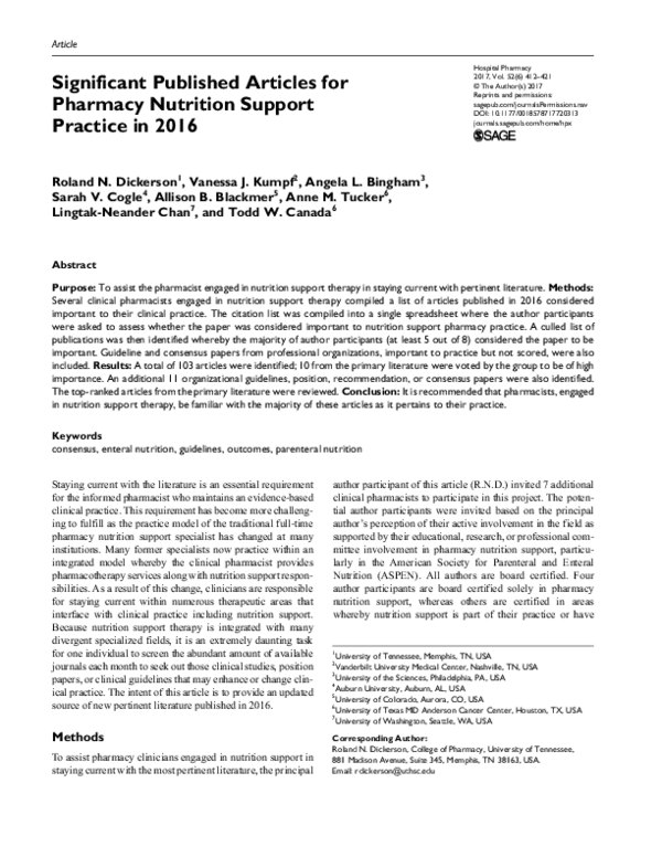 (PDF) Significant Published Articles in 2021 for Pharmacy Nutrition ...
