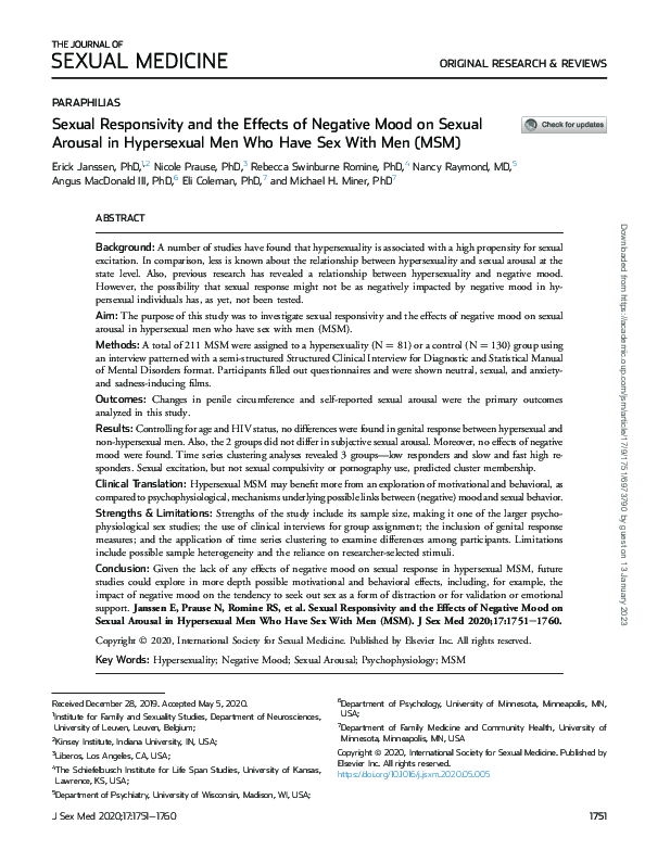 (PDF) Sexual Responsivity and the Effects of Negative Mood on Sexual ...