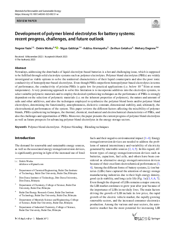 (PDF) Development of polymer blend electrolytes for battery systems ...