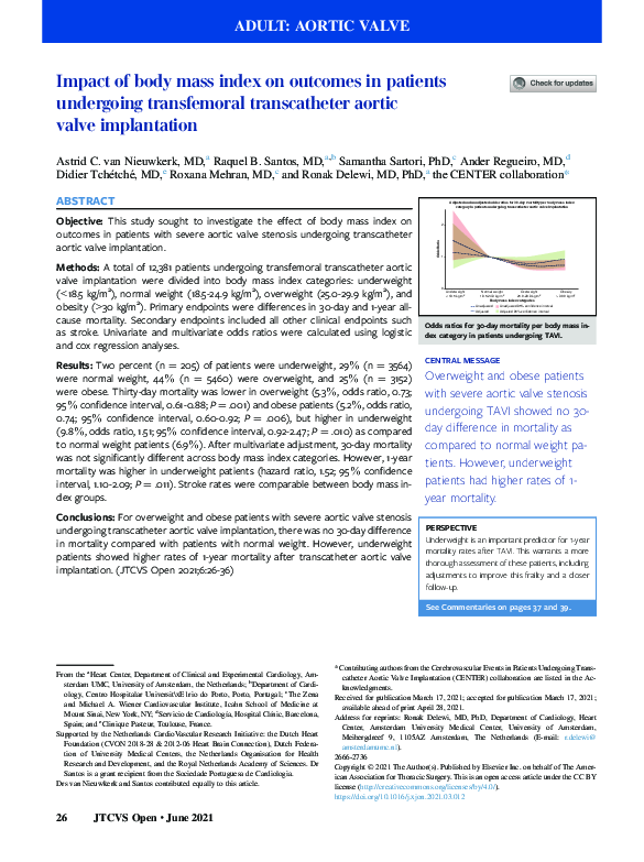 (PDF) Impact of body mass index on outcomes in patients undergoing ...