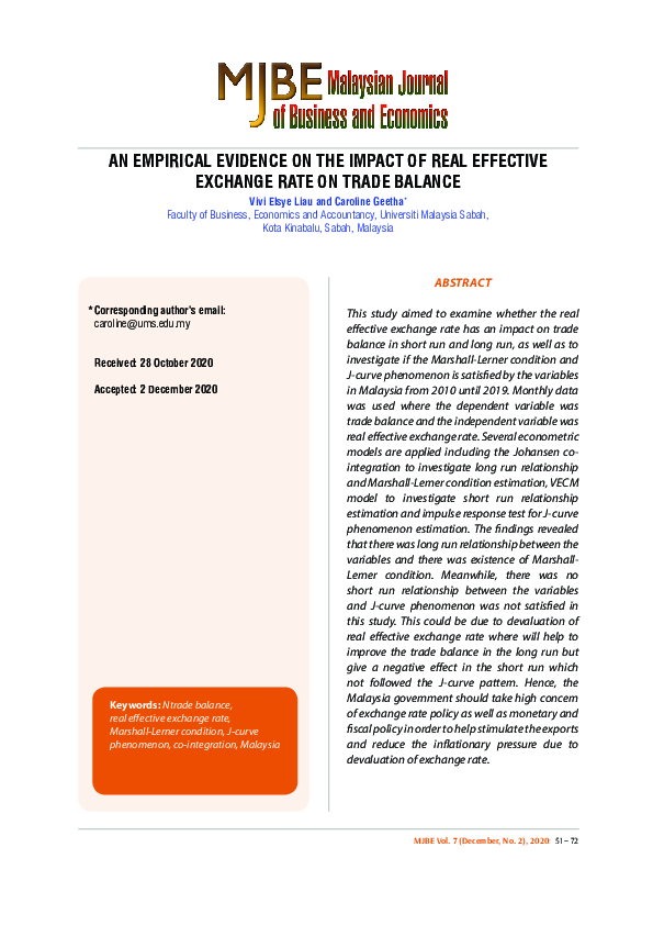 (PDF) An Empirical Evidence on the Impact of Real Effective Exchange ...