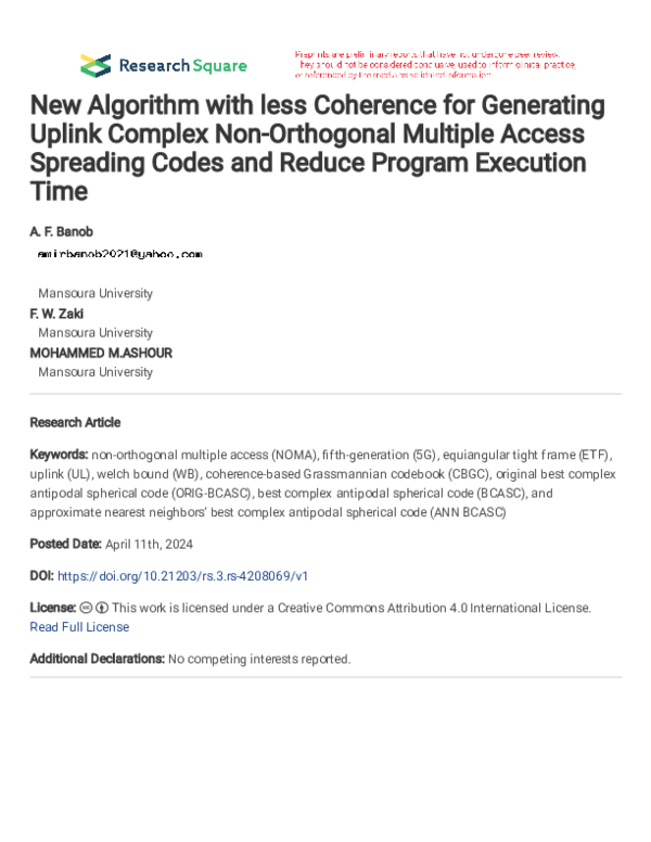 (PDF) New Algorithm with less Coherence for Generating Uplink Complex ...