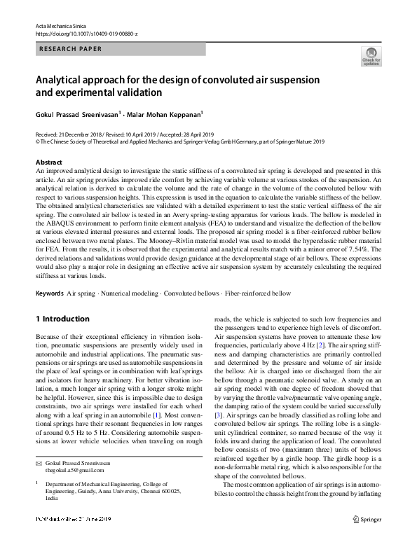 (PDF) Analytical approach for the design of convoluted air suspension ...