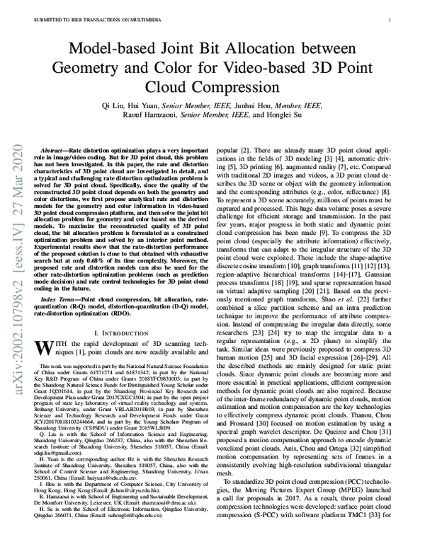 (PDF) Rate Distortion Optimized Joint Bit Allocation between Geometry ...