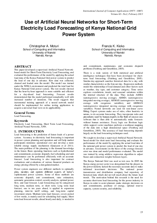 (PDF) Use of Artificial Neural Networks for Short-Term Electricity Load ...