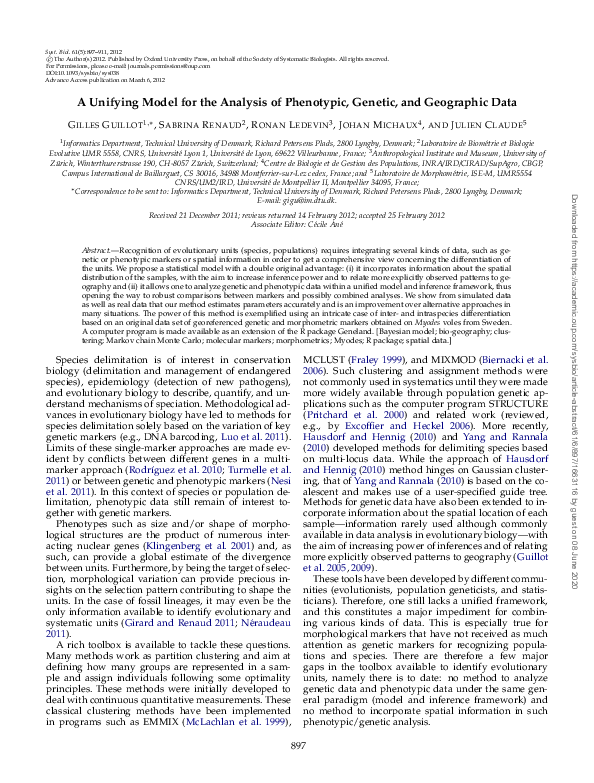 (PDF) A Unifying Model for the Analysis of Phenotypic, Genetic, and ...