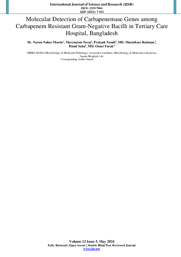 (PDF) Molecular Detection of Carbapenemase Genes among Carbapenem ...