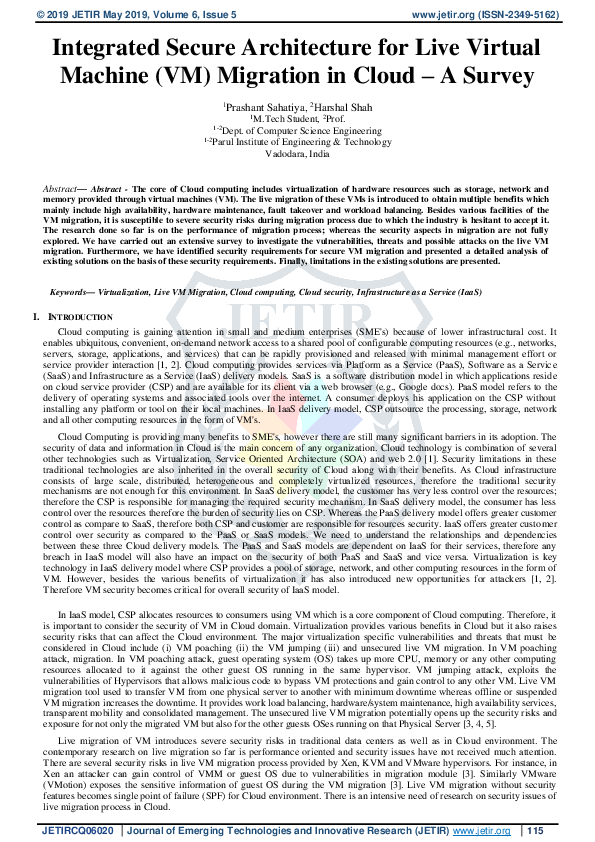 (PDF) Integrated Secure Architecture for Live Virtual Machine (VM ...