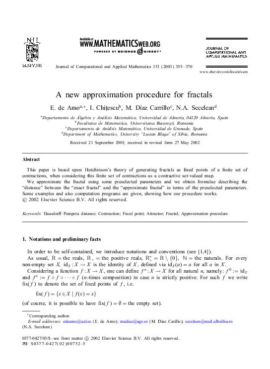 (PDF) A new approximation procedure for fractals
