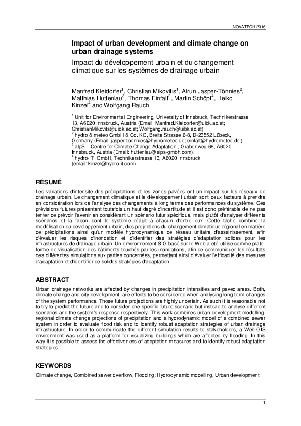 (PDF) Impact of urban development and climate change on urban drainage ...