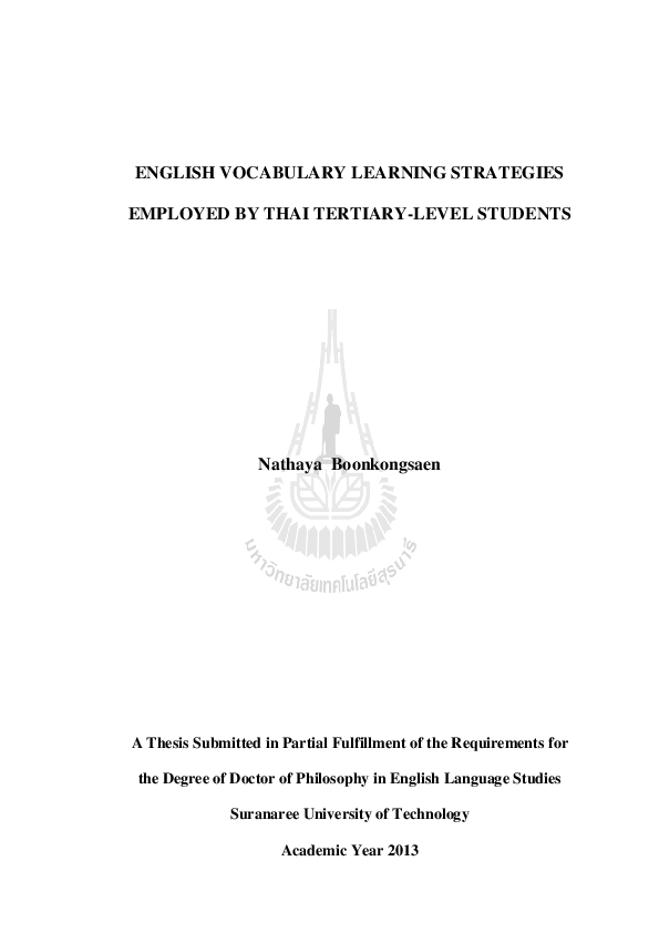 (PDF) English vocabulary learning strategies employed by thai tertiary ...