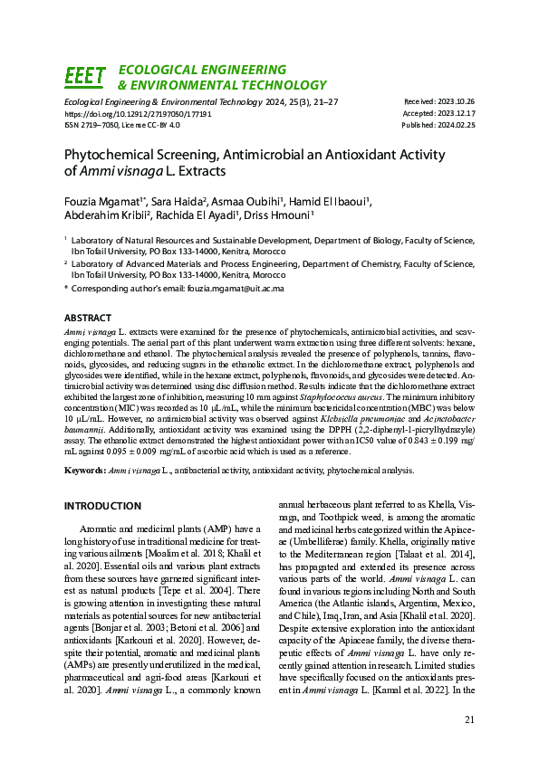 (PDF) Phytochemical Screening, Antimicrobial and Antioxidant Activity ...