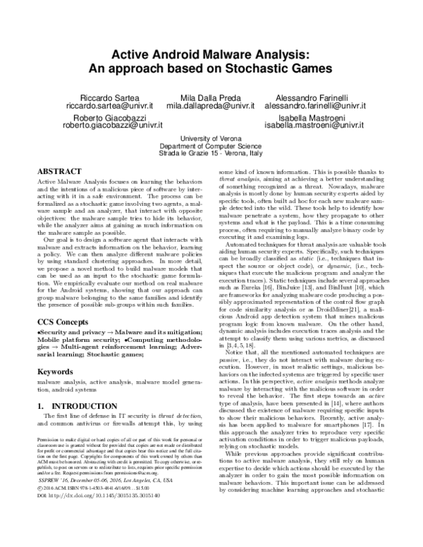 (PDF) Active Android malware analysis