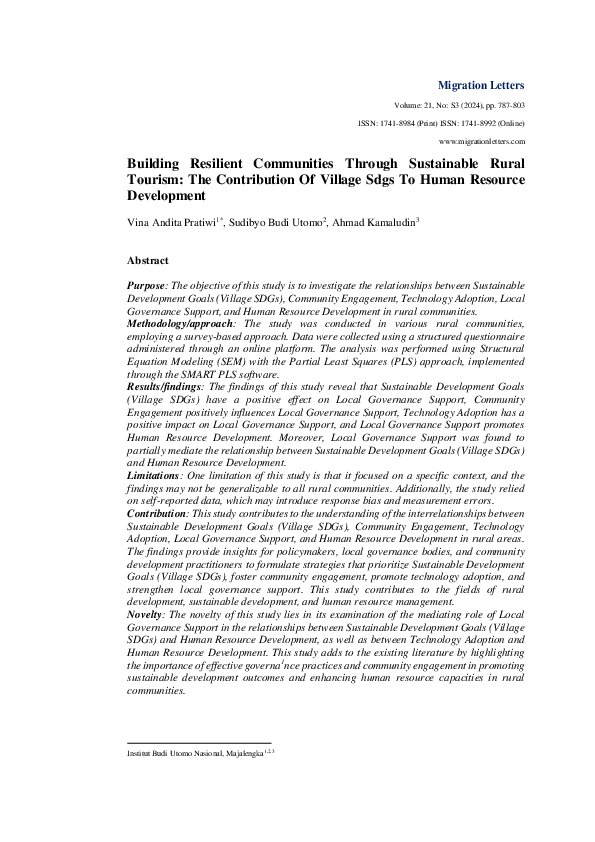 (PDF) Building Resilient Communities Through Sustainable Rural Tourism ...