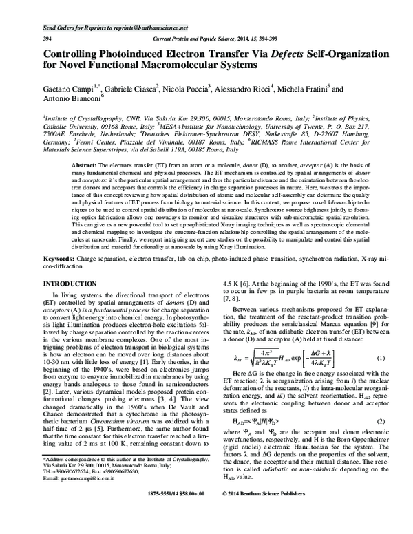 (PDF) Controlling photoinduced electron transfer via defects self ...