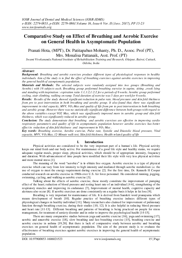 (PDF) Comparative Study on Effect of Breathing and Aerobic Exercise on ...