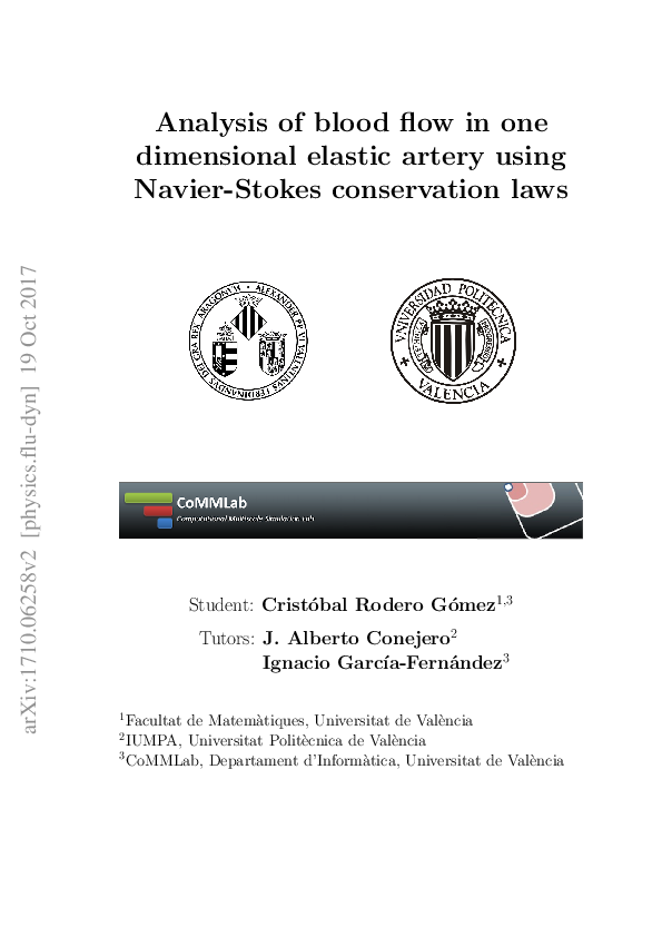 (PDF) Analysis of blood flow in one dimensional elastic artery using ...