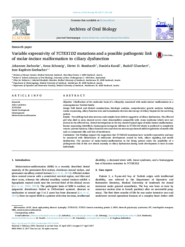 (PDF) Variable expressivity of TCTEX1D2 mutations and a possible ...